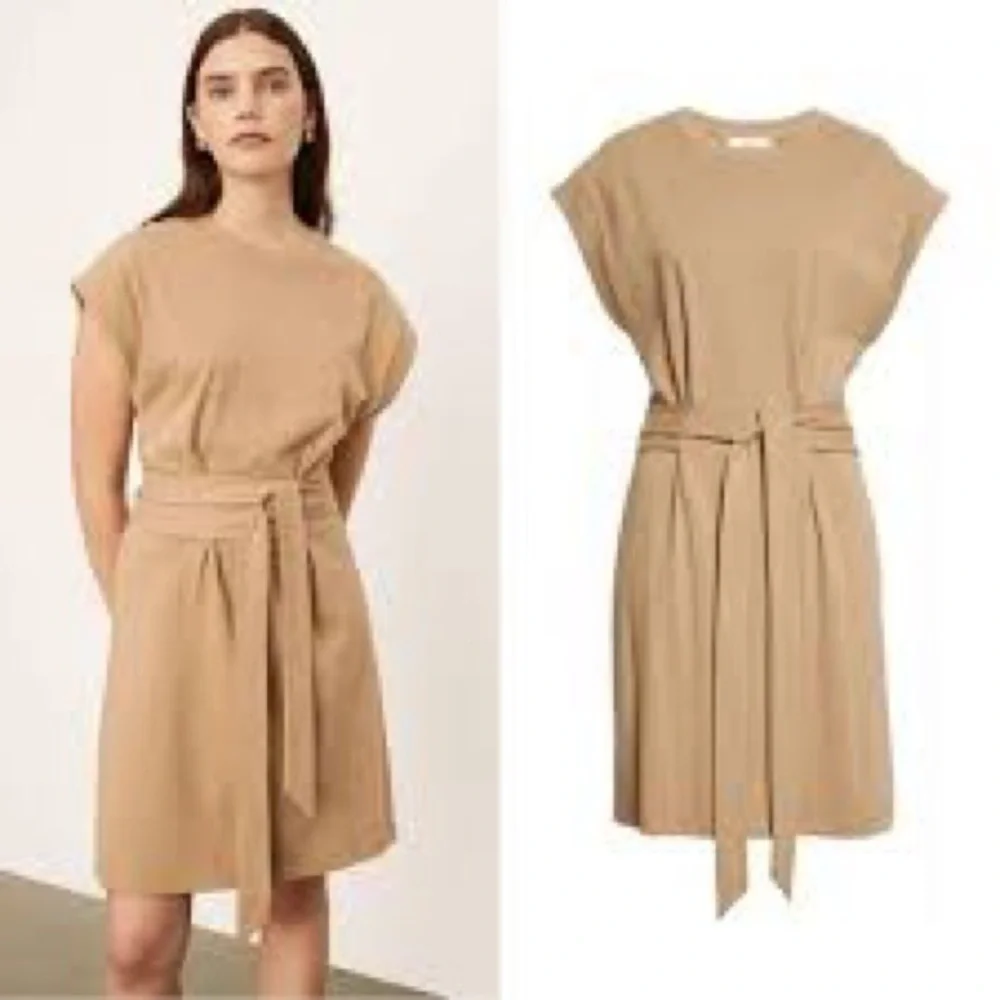 VINCE COTTON CAMEL TAN COLOR BELTED SHEATH DRESS SZ XS - Picture 1 of 9